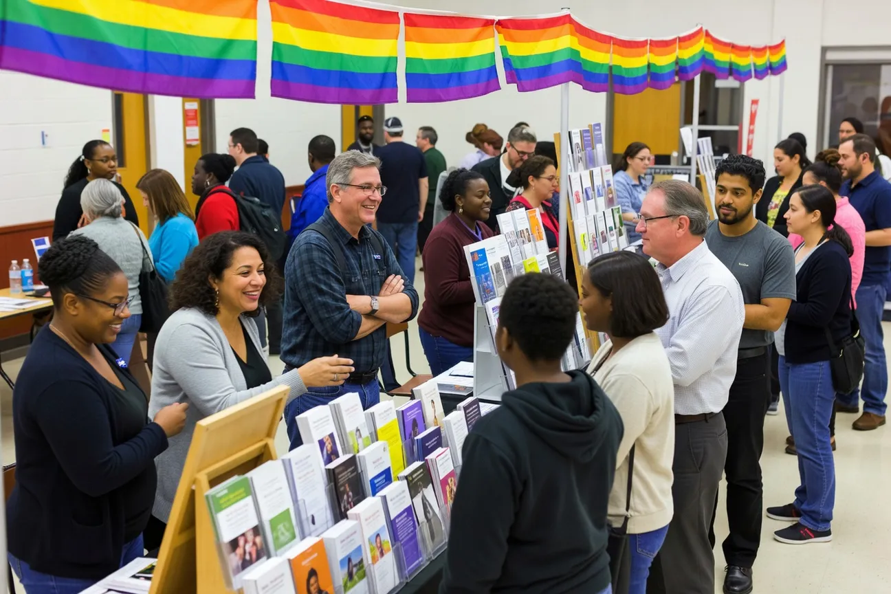 Personne consultant un annuaire de ressources sante LGBTQ+ sur un ordinateur portable