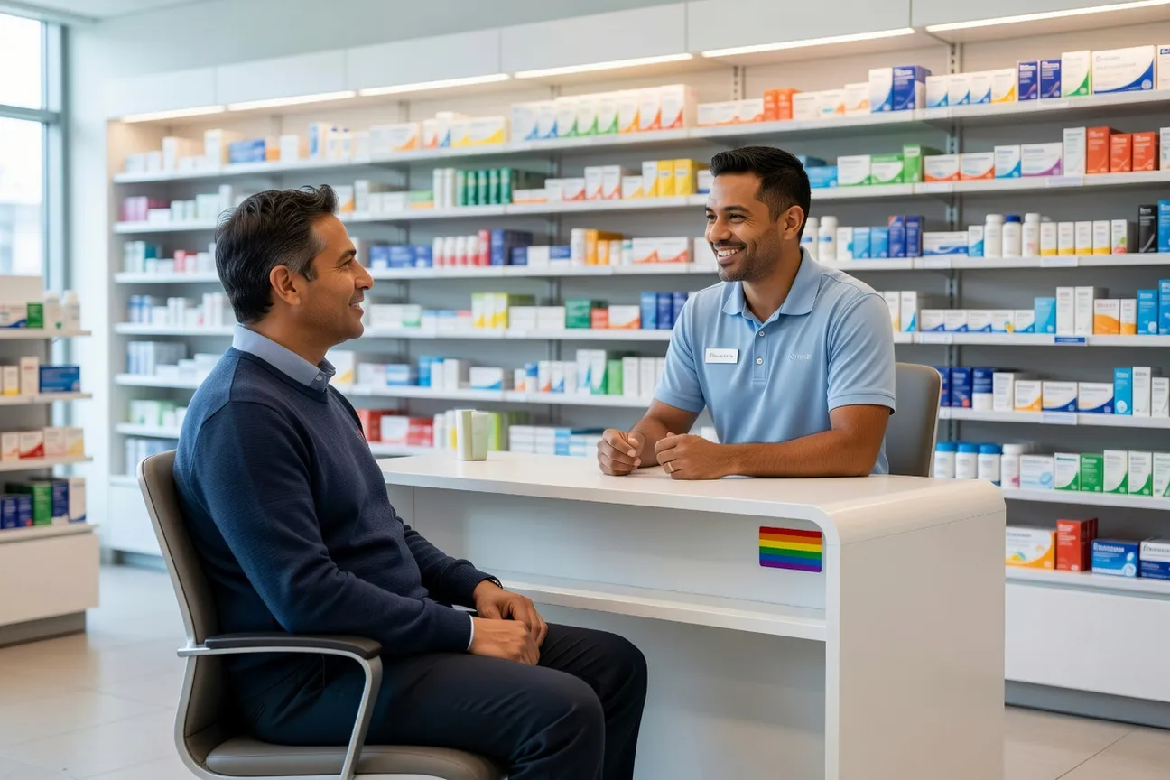 Professionnel de sante specialise consultant un dossier medical dans une clinique de transition au Quebec