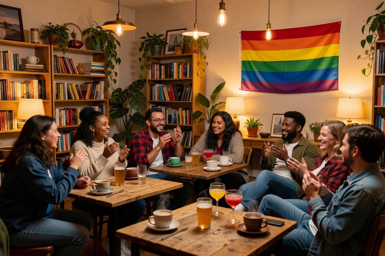 Soir&eacute;e &eacute;tudiante inclusive dans un bar de Sherbrooke, atmosph&egrave;re conviviale et color&eacute;e