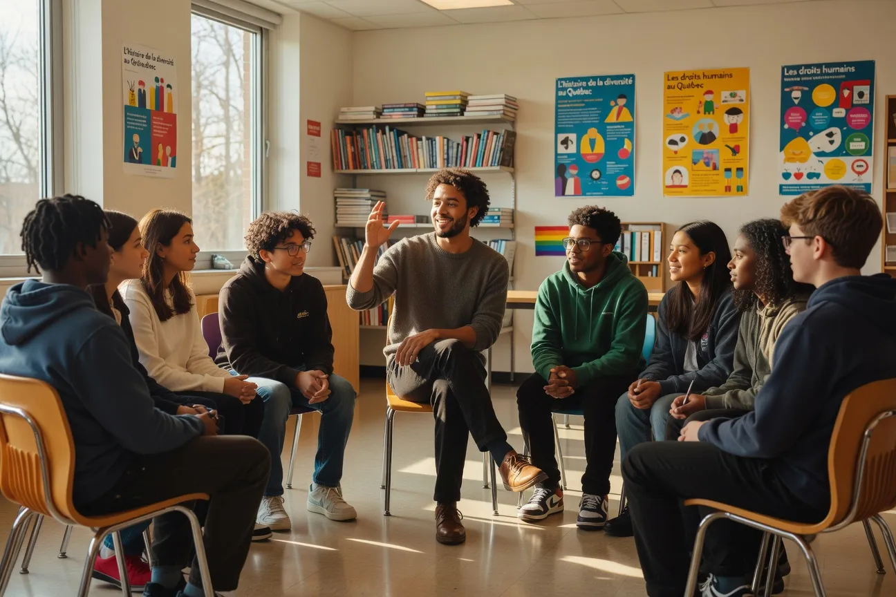Atelier de d&eacute;mystification GRIS dans une classe de secondaire qu&eacute;b&eacute;coise, avec un b&eacute;n&eacute;vole &eacute;changeant avec les &eacute;l&egrave;ves